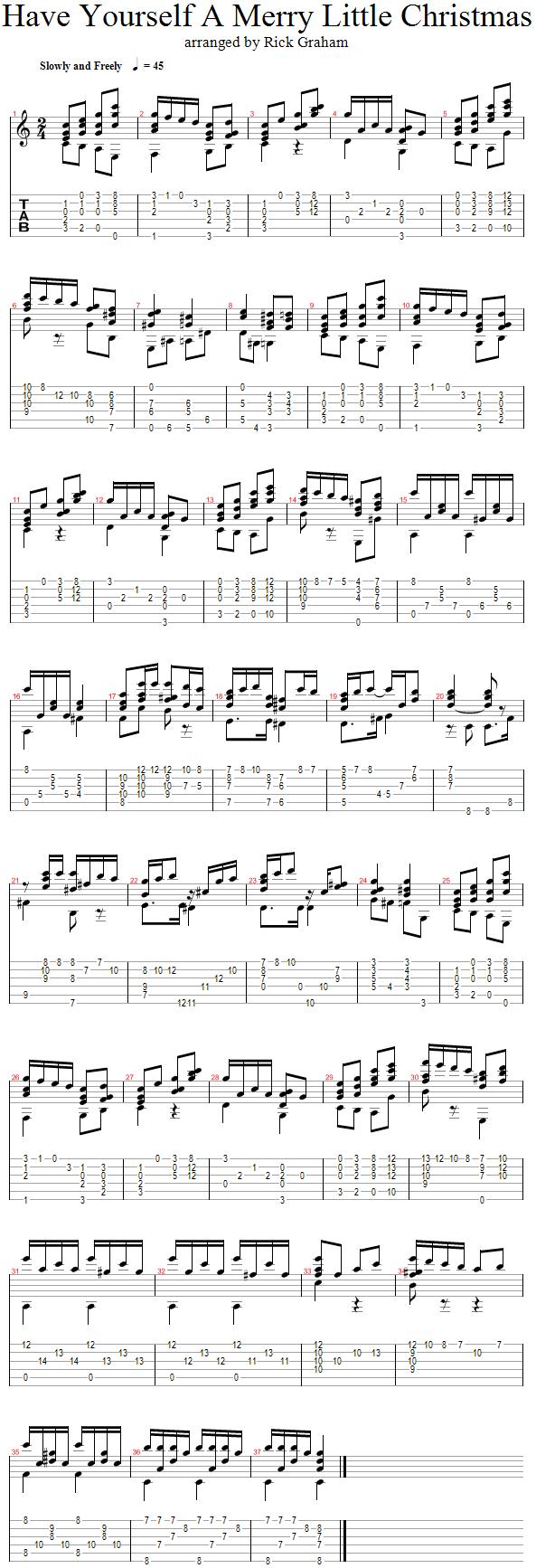 Tablature for Have Yourself a Merry Little Christmas - Solo