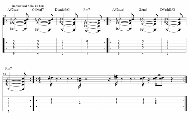 Tablature for Fusion Song - Sleeper - Improvisation Section