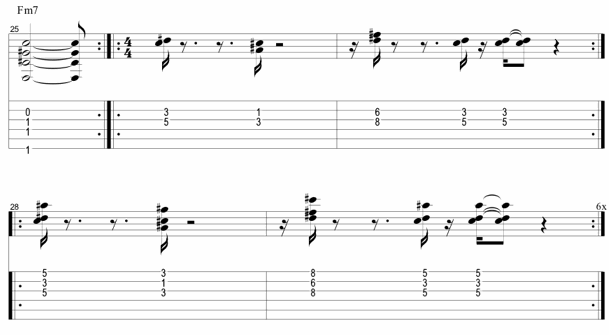 Tablature for Fusion Song - Sleeper - Stabs Section