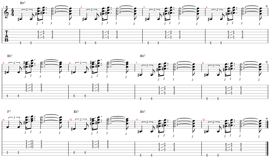 Tablature for Spicing up the Blues - Sliding 9th Chords